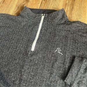 Rhoback Men's Performance 1/4 Zip Black Houndstooth Size XL Golf Long Sleeve